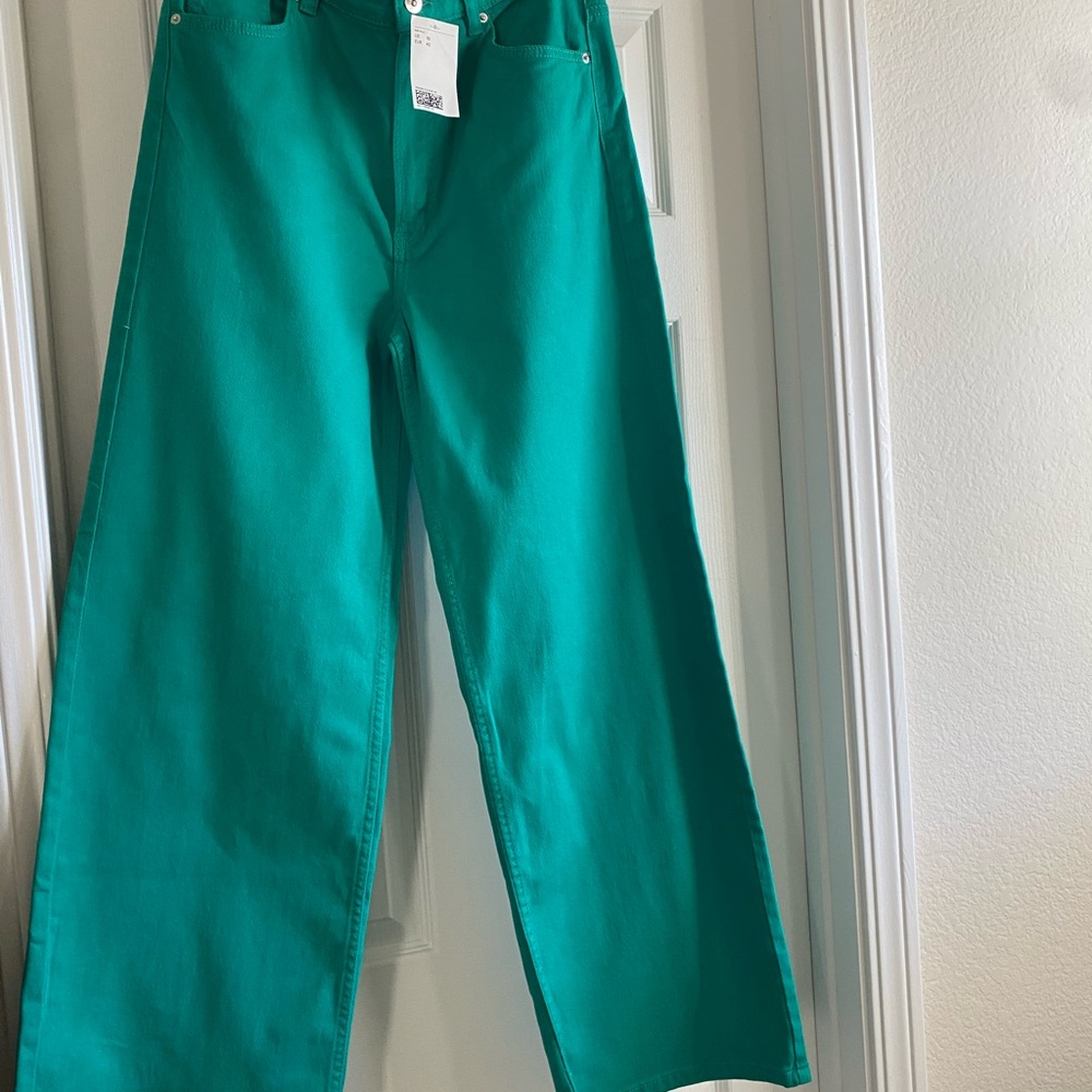 H&M Teal Wide-Leg Jeans